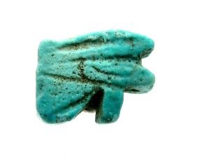 Ancient Egyptian faience eye of horus amulet: Date: ca. 600 BC Material: faience Provenance: Obtained from an old British collection, Acquired from a private London collector, acquired between 1960-1990. Dimensions: 16mm; 1grams Ancient Egyptian