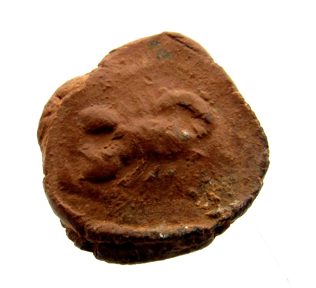 Ancient Roman ceramic seal of a scorpion (1 of 2)
