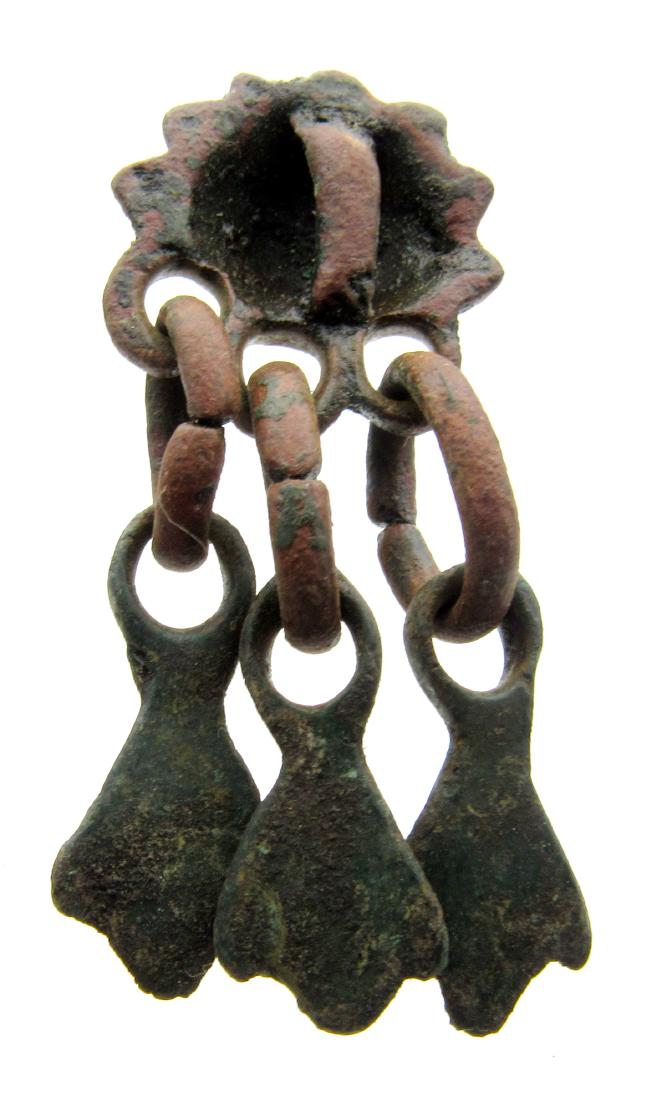 Medieval Viking coiled pendant with tassels (1 of 4)