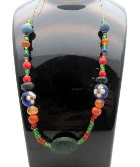 Medieval glass and carnelian beaded necklace: Date: ca. 1400 AD Material: glass Provenance: Obtained from an old British collection, purchased from a gentleman in Kent Dimensions: 250mm; 20.9grams Medieval, French glass and carnelian beaded neckl