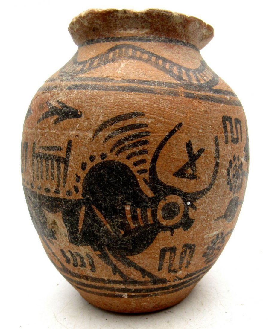 Ancient Indus Valleyjar with bull motif (1 of 4)