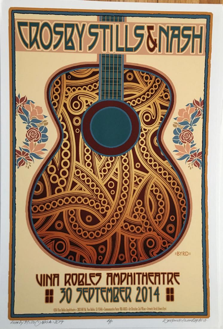 DAVID BYRD - CSN - Crosby Stills & Nash - Signed: Archival MATTE Paper giclee print by David Edward Byrd - signed Artists Proof Dimensions approx. 22H x 17W Unframed. Style/Period: Art: Contemporary Born near Chattanooga, Tennessee, David Edward Byrd