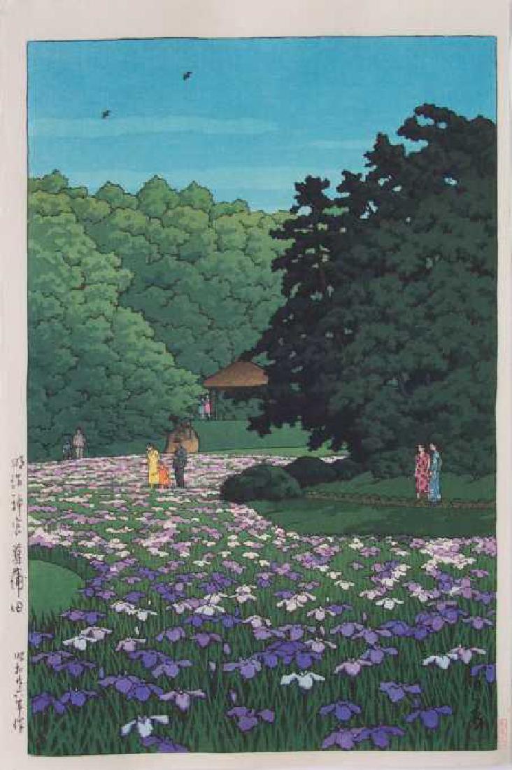 Hasui Kawase Woodblock Iris Gardens at Meiji Shrine (1 of 1)