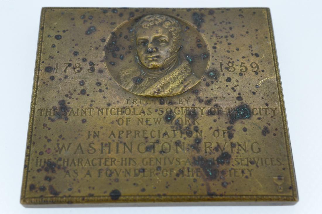 1783-1859 Brass Dedication Plaque to Washington Irving (1 of 2)