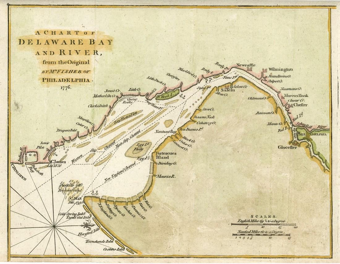 Revolutionary War era chart of Delaware Bay and River (1 of 1)
