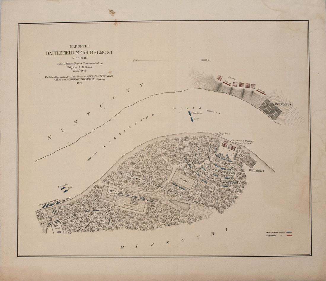 1876 U.S. War Department Map of Belmont, MO Civil War (1 of 1)