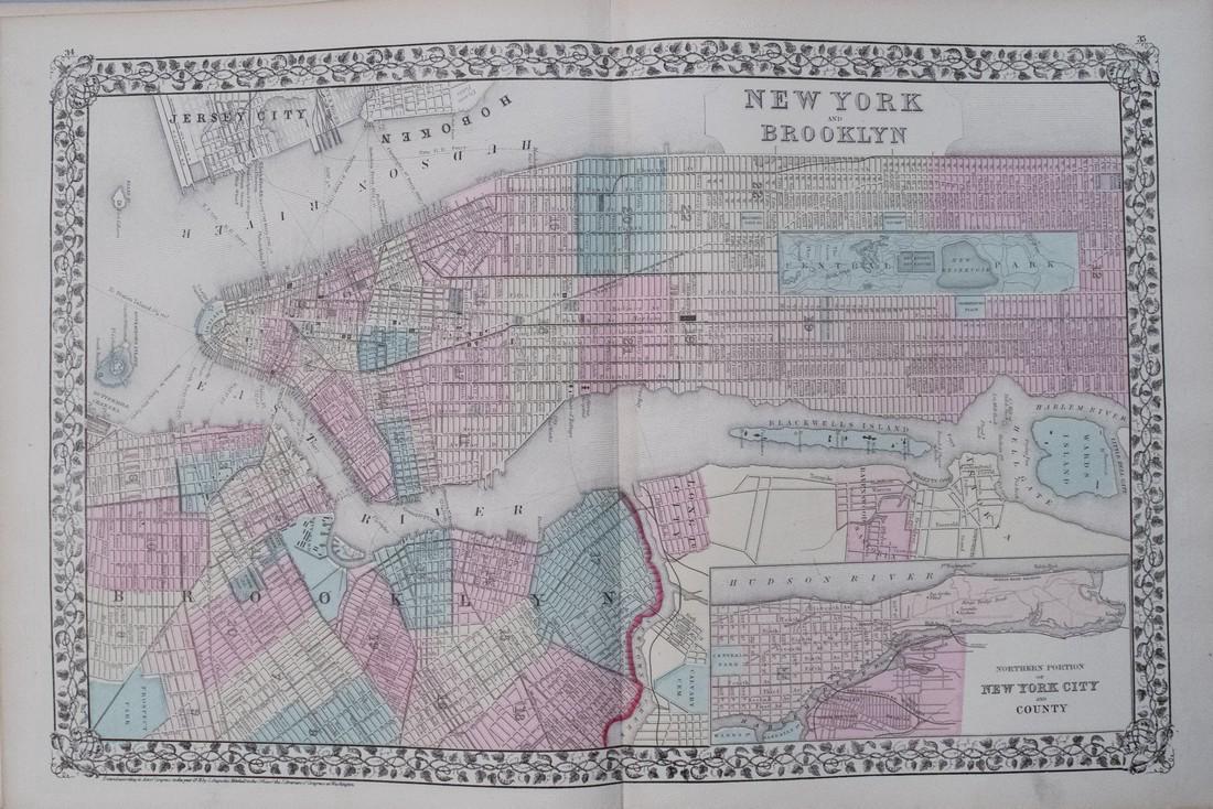 1878 Mitchell Map of New York and Brooklyn -- New York (1 of 1)