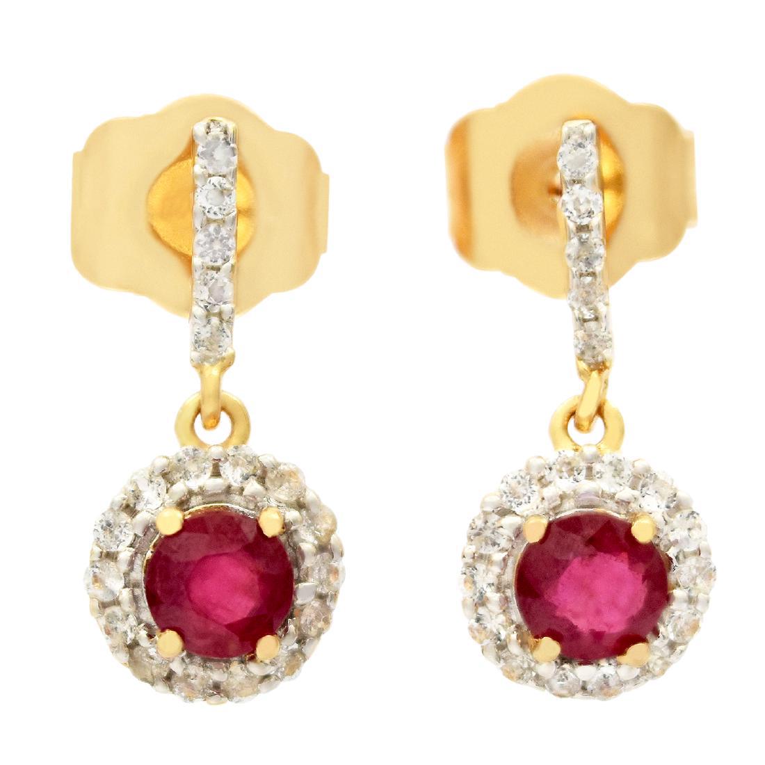 0.81ctw Ruby and 0.27ctw Topaz Earrings (1 of 3)