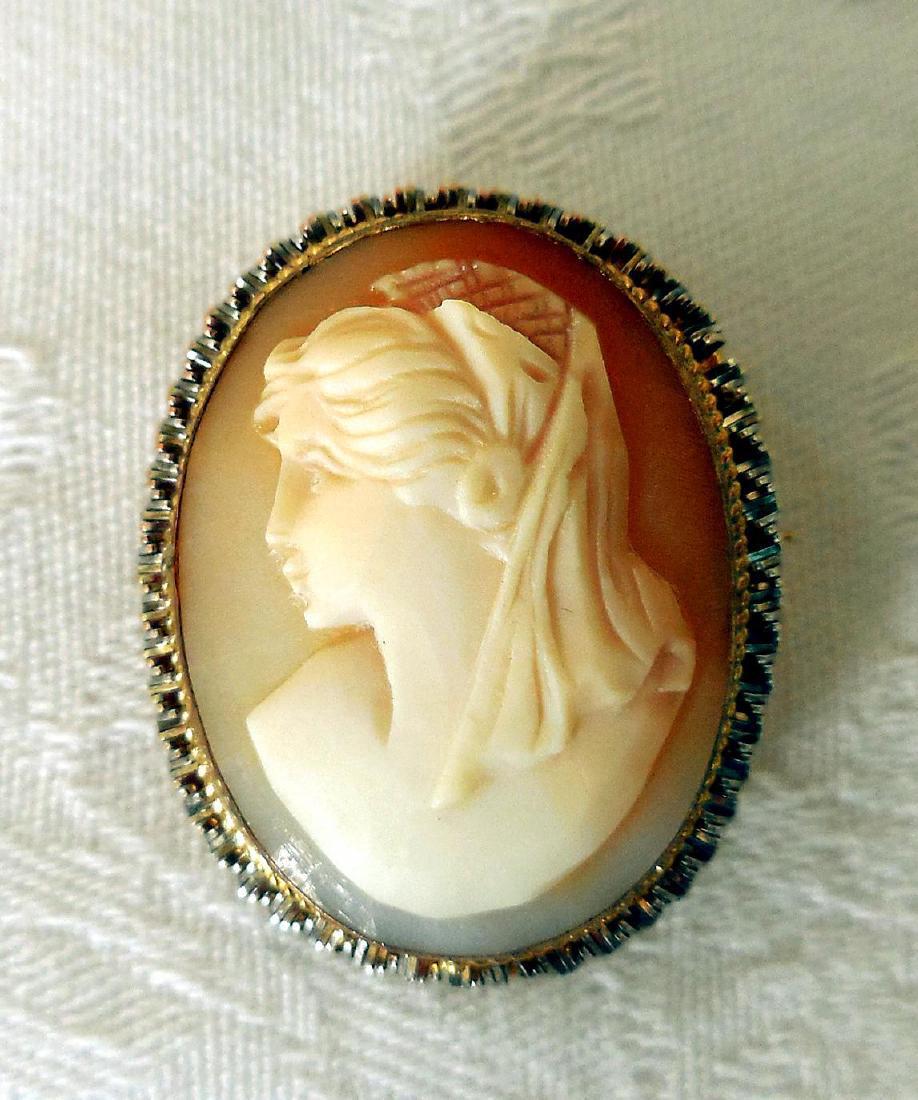 Edwardian Carved Shell Cameo: Item: Edwardian Carved Shell Cameo Maker: Unknown Origin: Unknown Date/Period: Ca 1900-1920 Materials: Gold Filled, Shell Size: 1 1/8 Inches Long, 7/1 inch wide This exquisitely carved cameo is bezel-