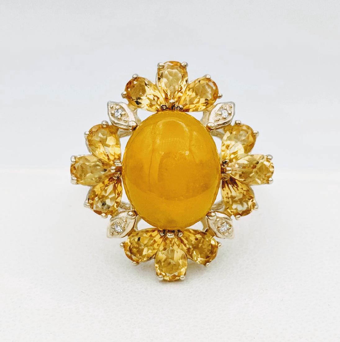 Sterling Silver Ring with Yellow Jade, Citrine and (1 of 5)