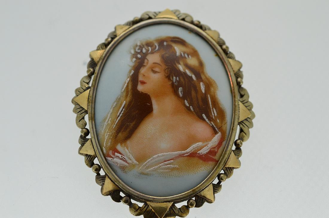 Vintage German or French 19th Century Hand-Painted Pin (1 of 2)