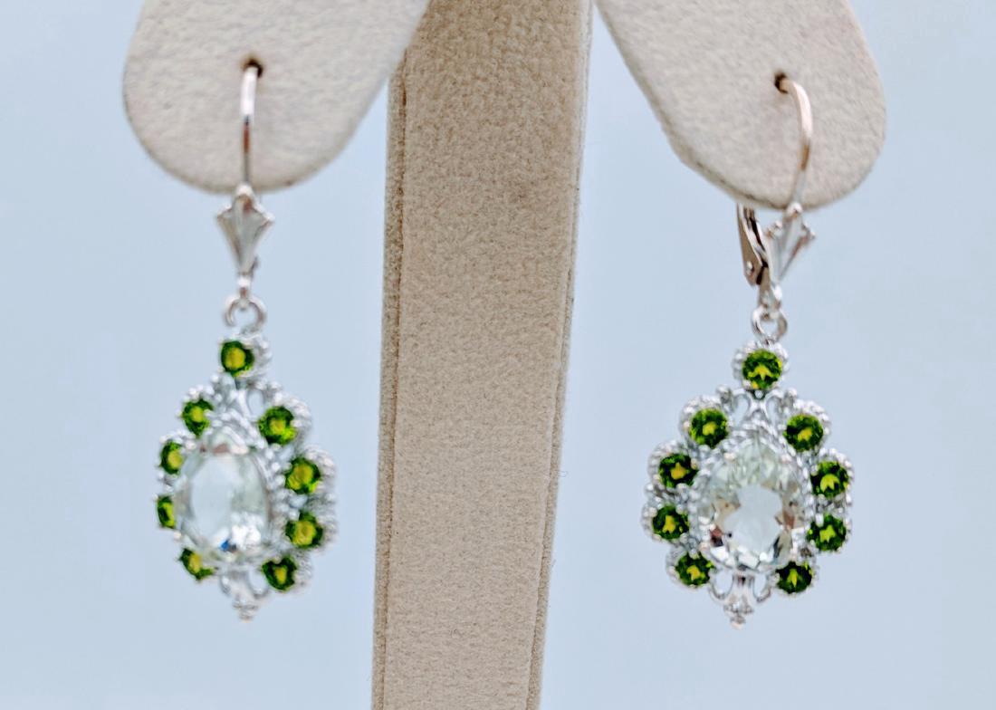 Sterling Silver Dangling Demantoid Garnet Earrings with (1 of 3)