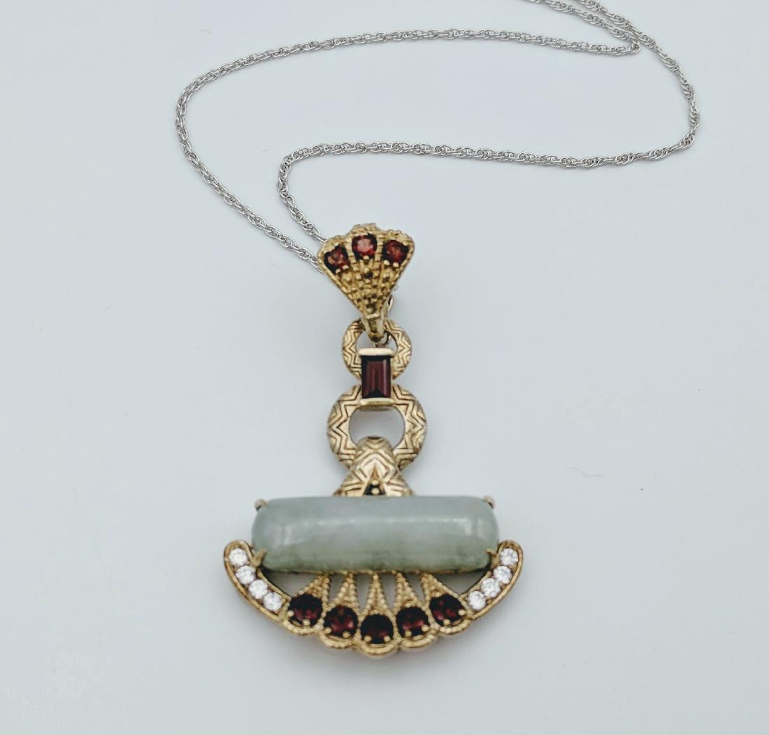 Sterling Silver Imperial Designed Pendant with Jade, (1 of 3)