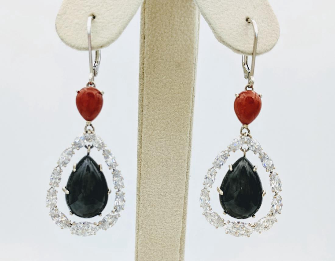 Sterling Silver Dangling Drop Earrings with Cubic (1 of 4)