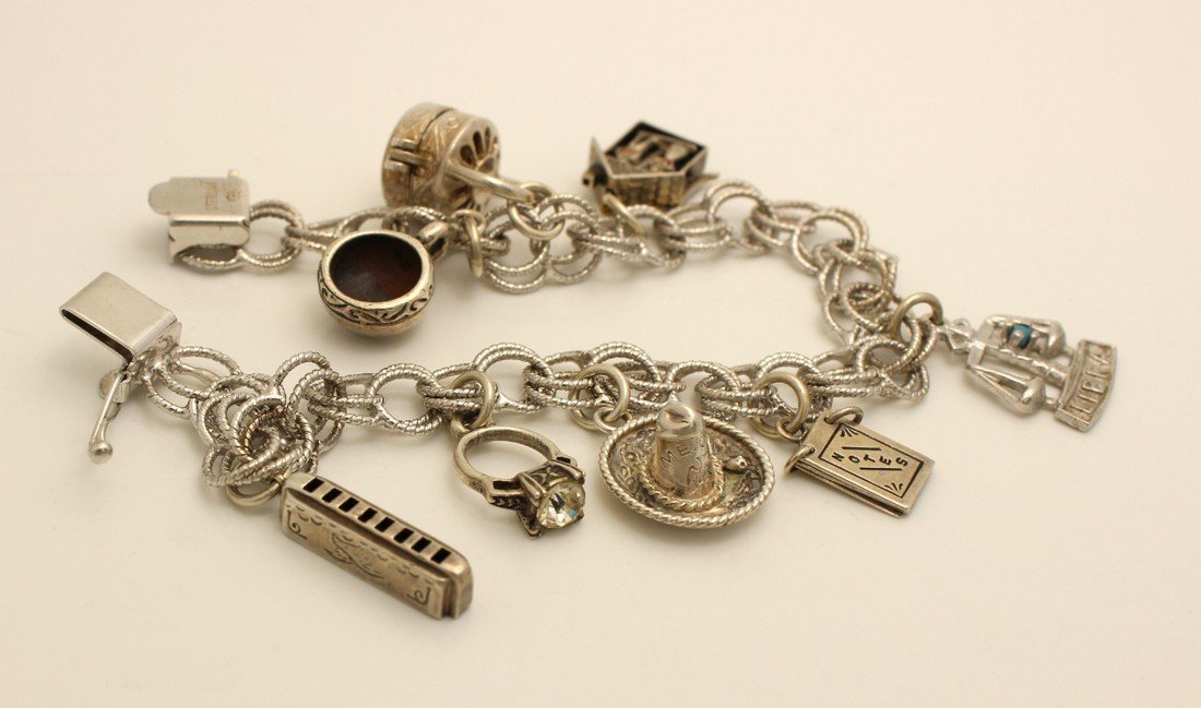 Vintage Sterling Charm Bracelet 7" Libra Marriage (1 of 6)
