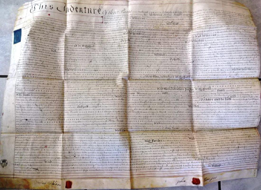 1794 Large English Vellum Manuscript Mortgage w/ Seals (1 of 3)