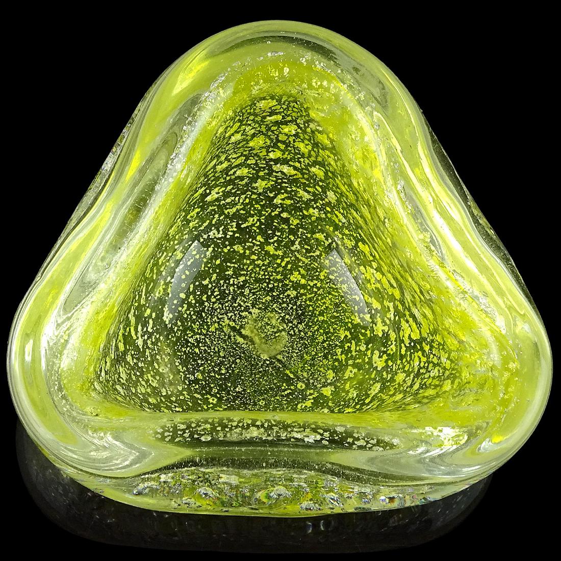 AVEM Murano Yellow Silver Flecks Italian Glass Dish (1 of 3)