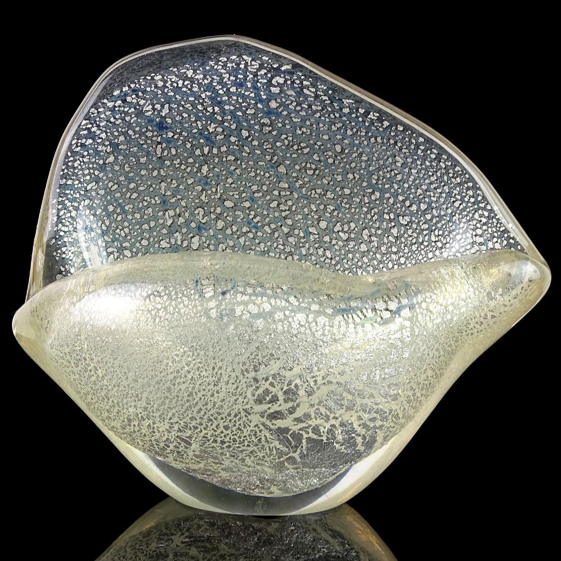 Seguso Silver Flecks Opaline Italian Art Glass Shell (1 of 5)