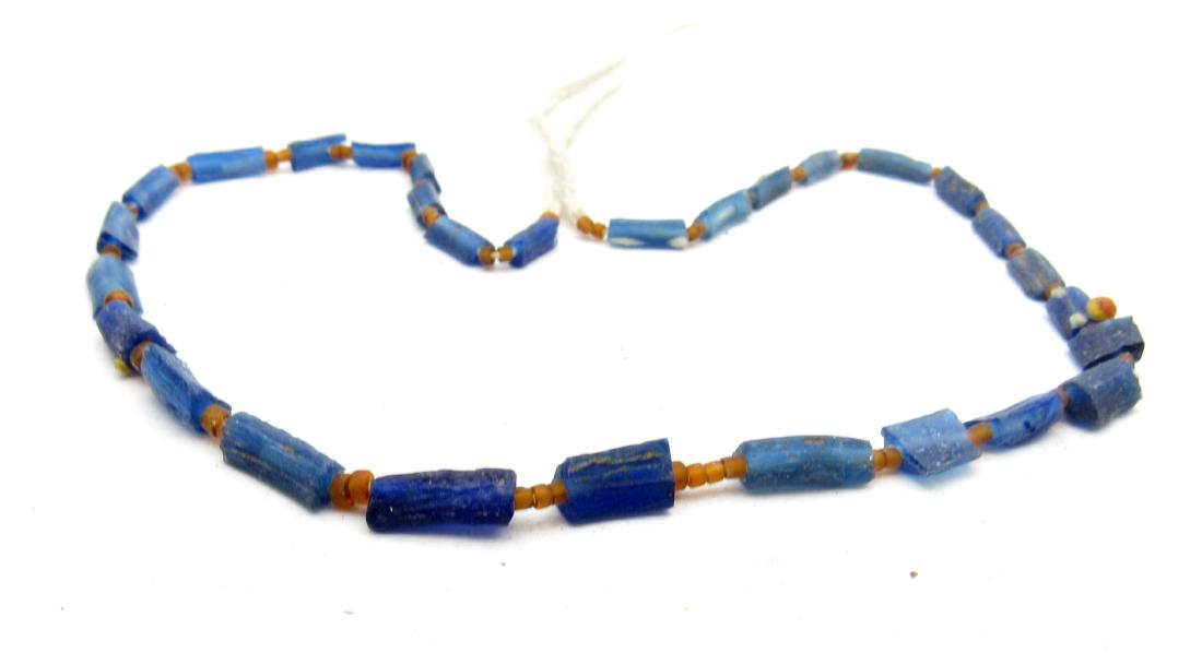 Medieval Blue Glass Necklace  - 29 Beads (1 of 2)