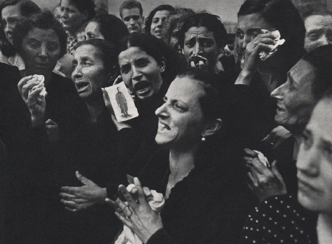 ROBERT CAPA - Grieving Mothers of Naples Italy 1944: Artist: ROBERT CAPA Print Title: Grieving Mothers of Naples Italy 1944 Medium: Sheet-fed Gravure Printing Date: 1968 Printing Location: Holland Image Size: 7 x 5 inches Robert Capa(1913-1954)was a Hun