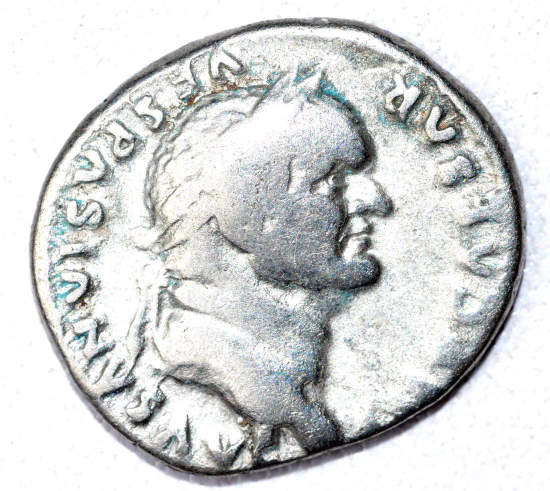 Roman AR Denarius of Vespasian, rv, Emperor (1 of 2)