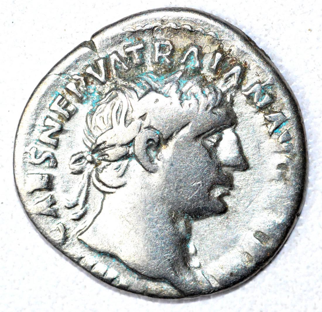 Roman AR Denarius of Trajan, rv. Mars (1 of 2)