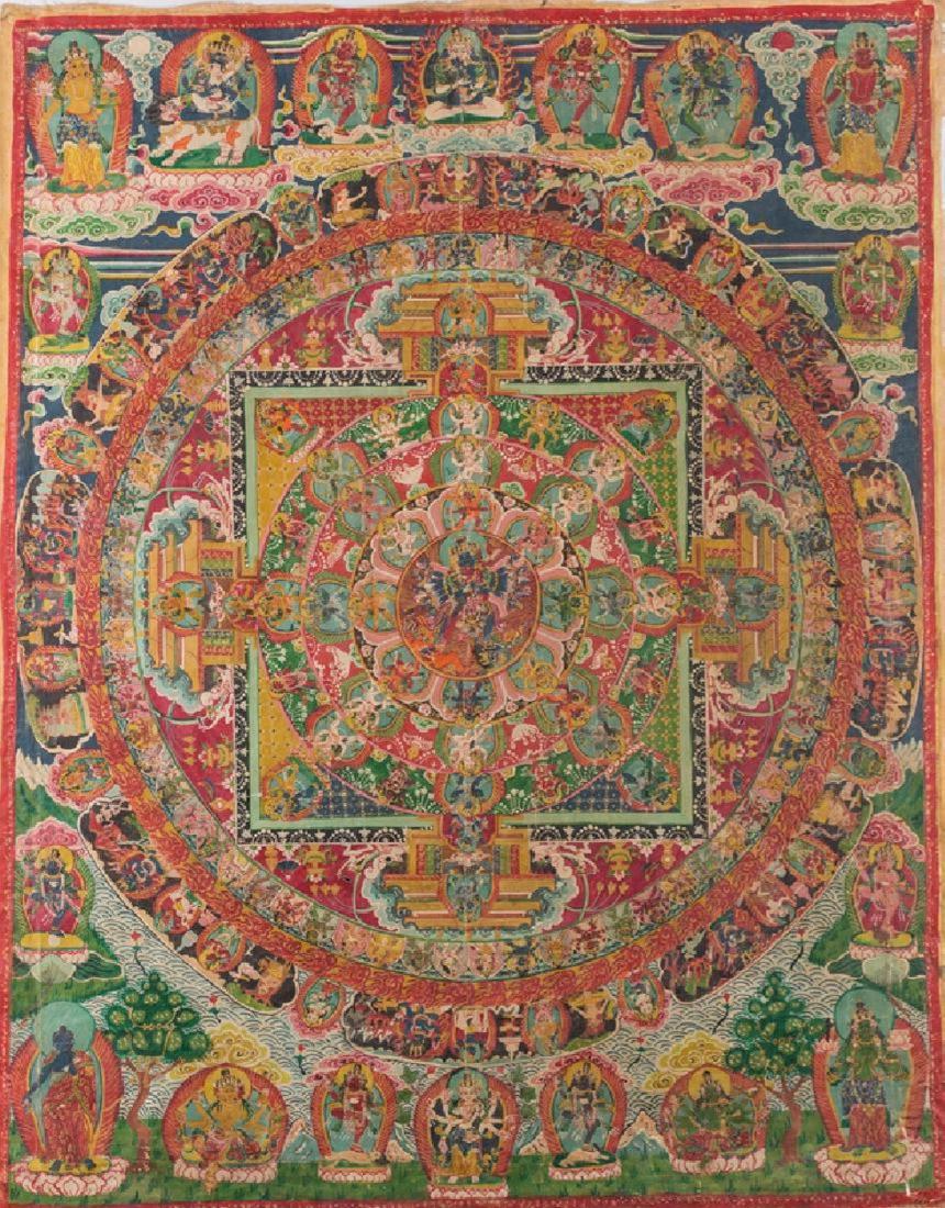 Antique Thangka depicting Cakrasamvara Mandala (1 of 10)