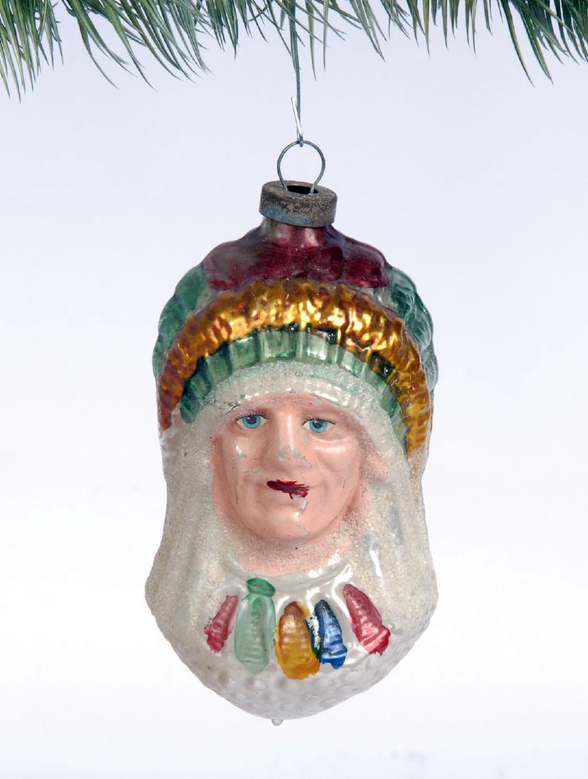 Indian Chief Blown Glass Antique Christmas Ornament (1 of 2)