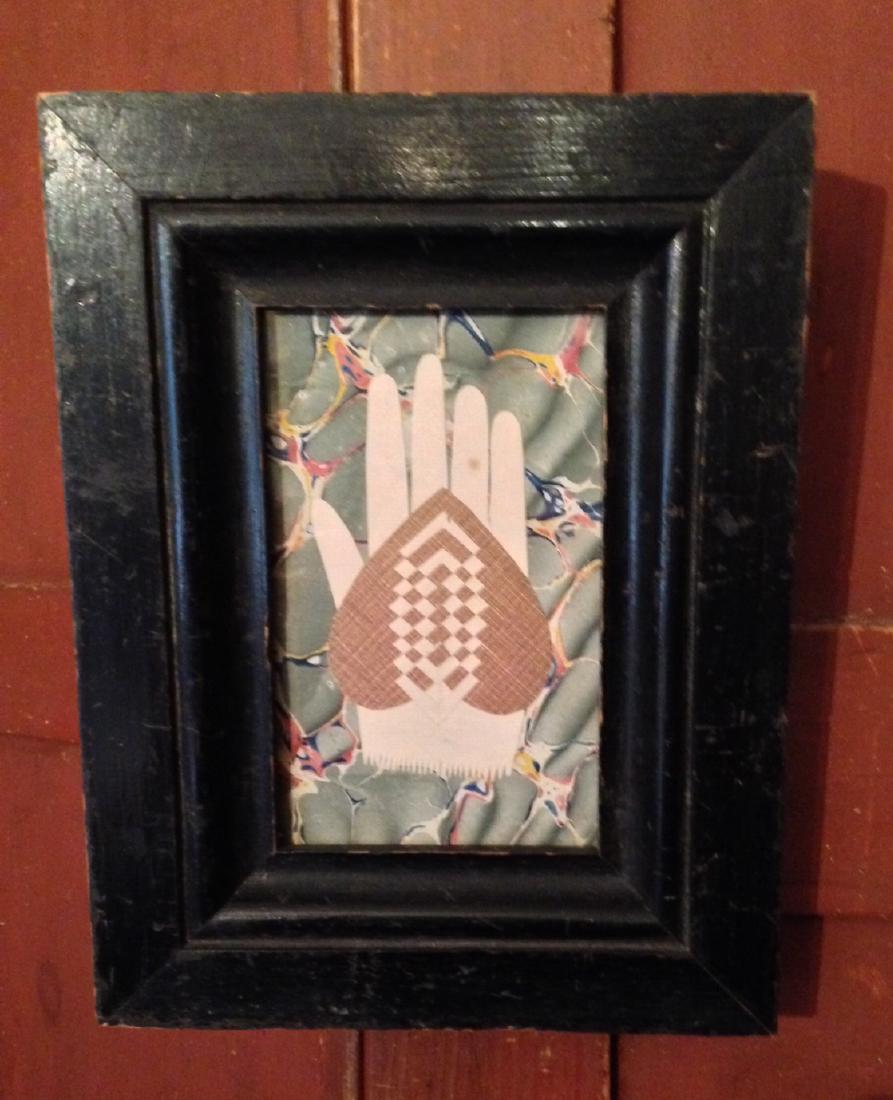 Woven Paper Heart in Hand 19th C (1 of 2)