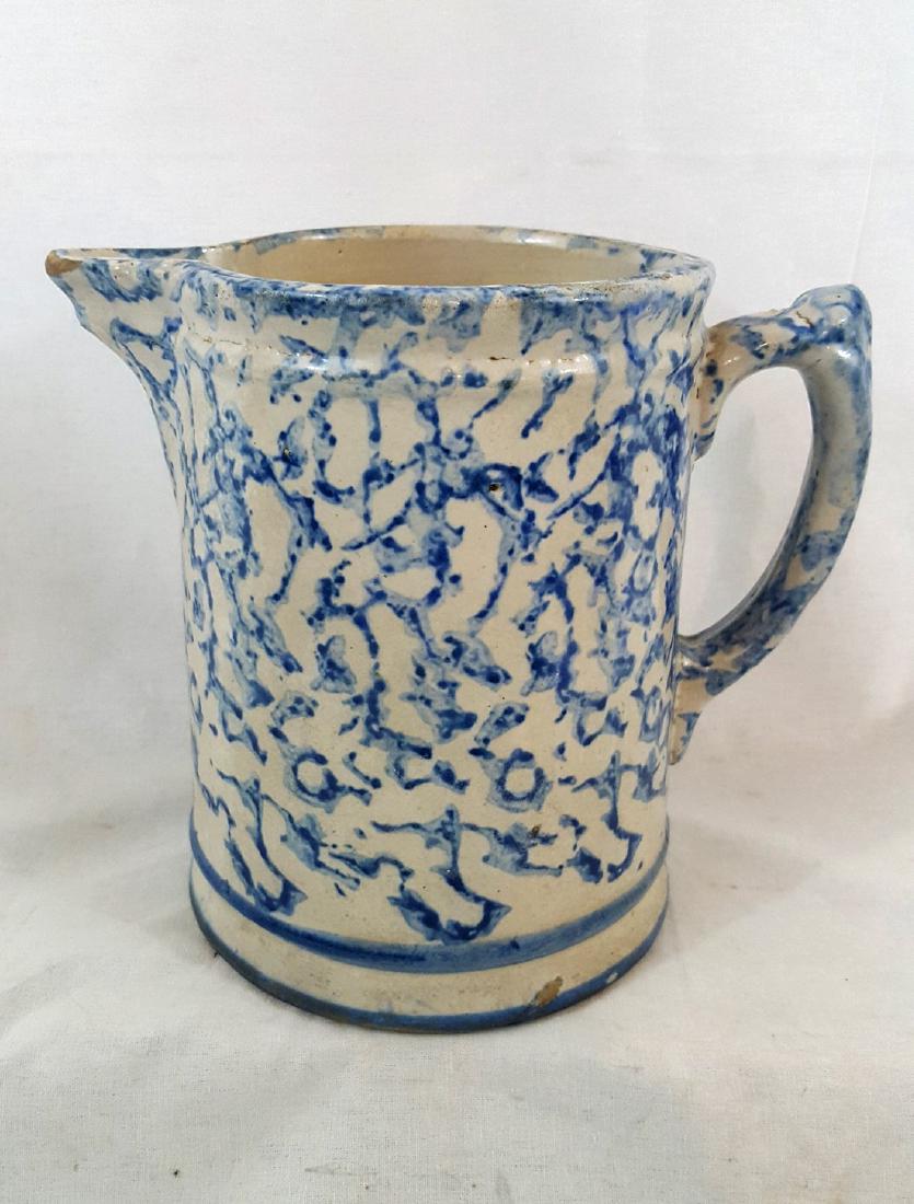 Blue spongeware pitcher ca 1880 (1 of 3)