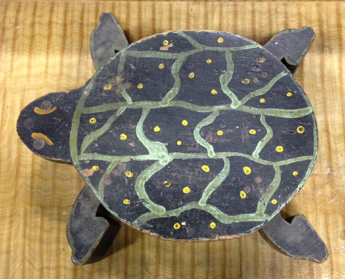 C 1920 folk art wooden turtle stool  (1 of 5)
