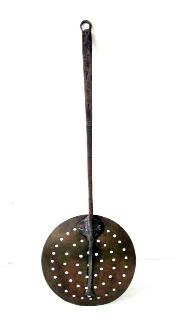 Large 18th C Forged Brass & Iron Skimmer (1 of 10)