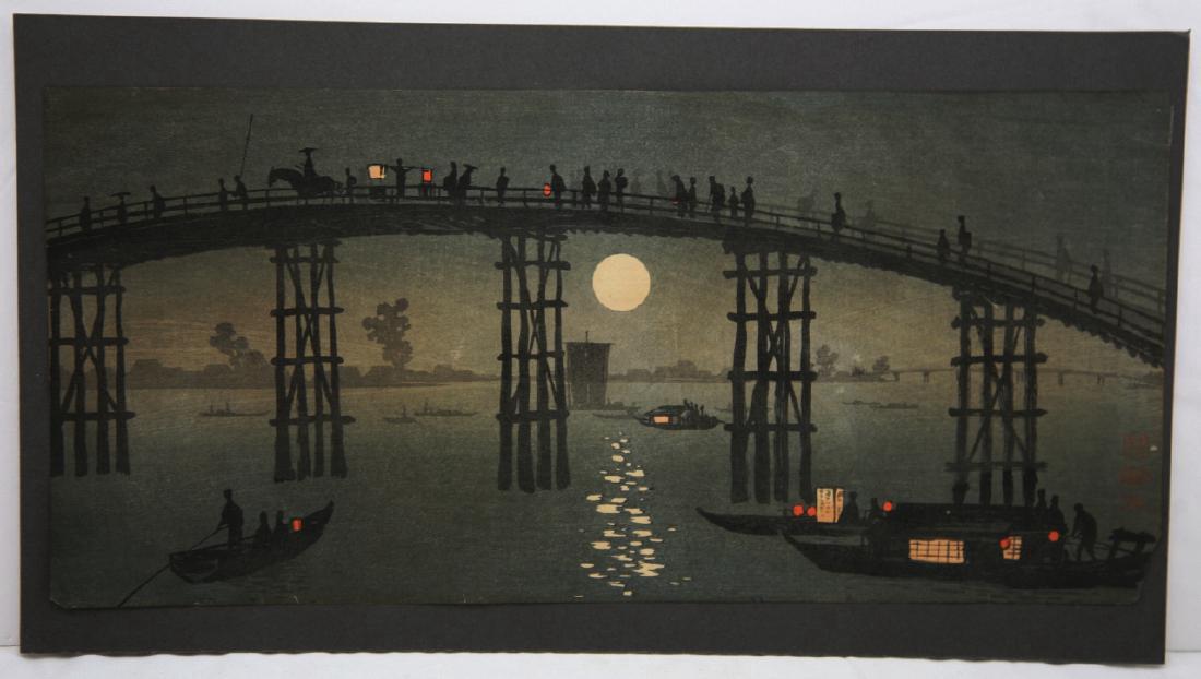 Uehara Konen Woodblock Bridge & Moon Pre-Earthquake (1 of 7)
