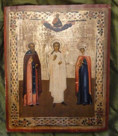 Angel Guard John & St Tolga Antique Russian Icon, 1880 (1 of 4)