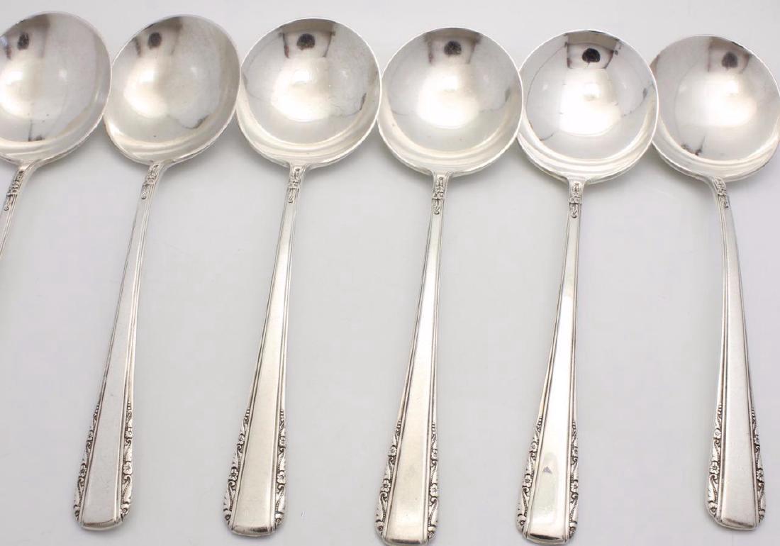 Set of 6 Vintage Sterling Silver Round Bowl Soup Spoons (1 of 3)