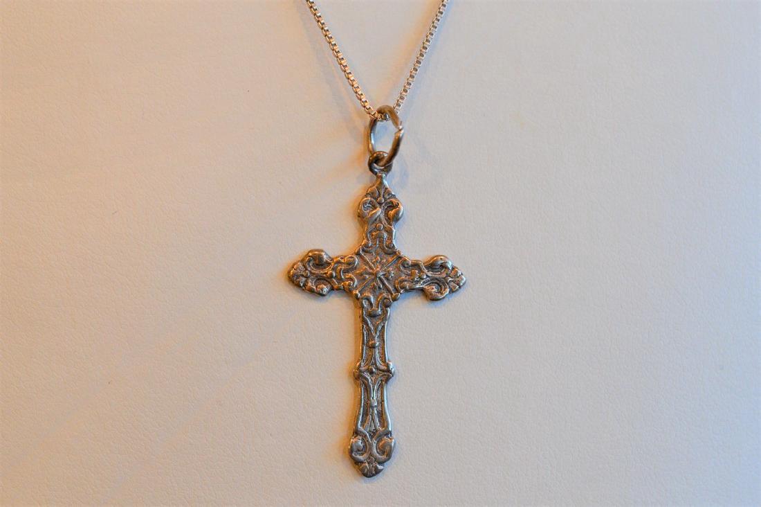 Hand-crafted Sterling Silver Cross Necklace (1 of 2)
