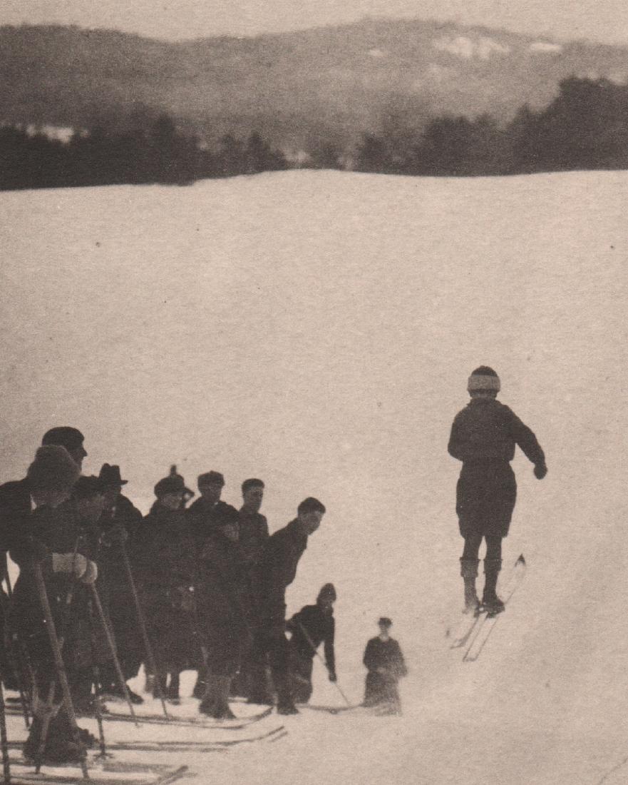 RALPH STEINER - Dartmouth - Ski-Jumping: Artist: RALPH STEINER Print Title: Dartmouth - Ski Jumping on the golf link Medium: Vintage Collotype Printed in New York Printing Date: 1922 Image Size: 4 X 5.25 inches Steiner's First Published Work