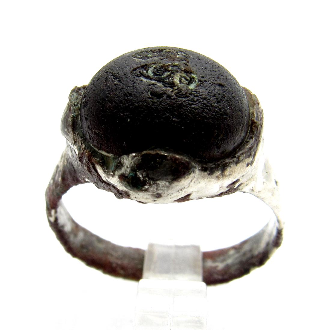 Viking Silver Ring with Black Stone (1 of 3)