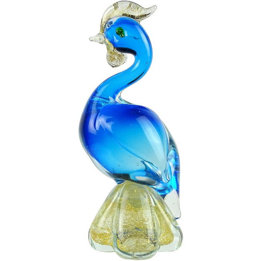 Murano Blue Gold Flecks Art Glass Bird Figure Dec 12 2017 Jasper52 In Ny