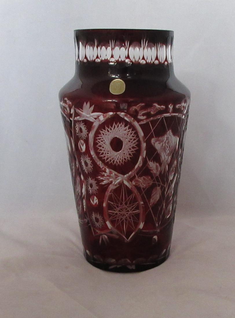 Val St. Lambert - Ruby Red cut crystal vase from the (1 of 8)
