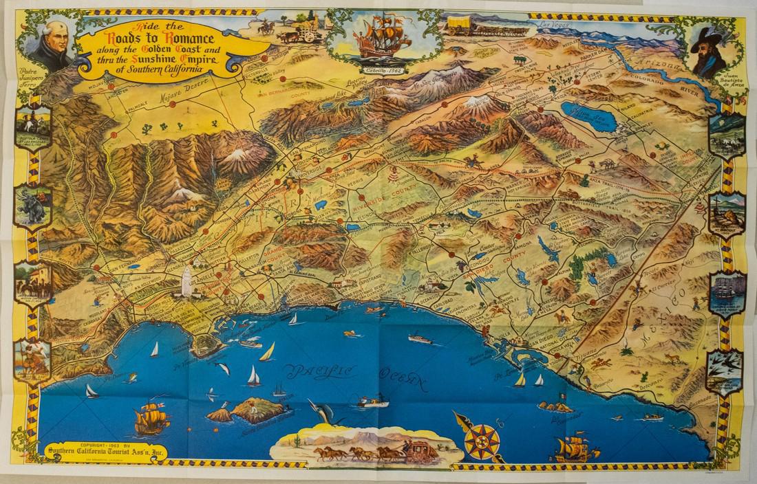 Putnam: Vintage Pictorial Map of South California, 1963 (1 of 1)