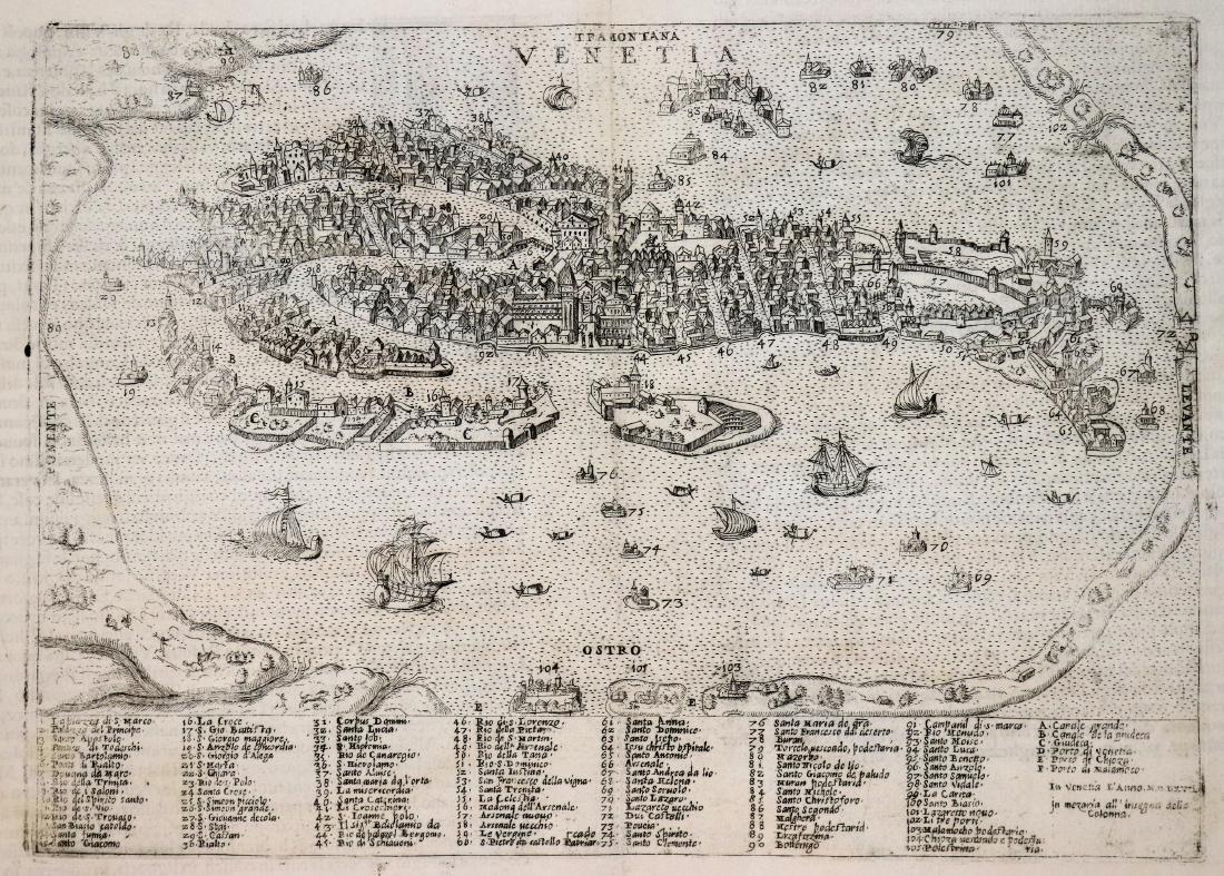 Forlani: Antique Map, Town View of Venice, 1569 (1 of 2)
