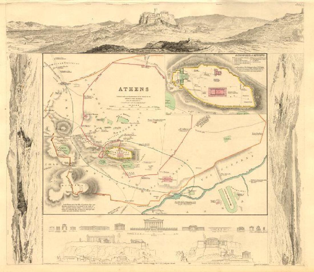 SDUK: Antique Map, City Plan of Athens, 1847 (1 of 2)