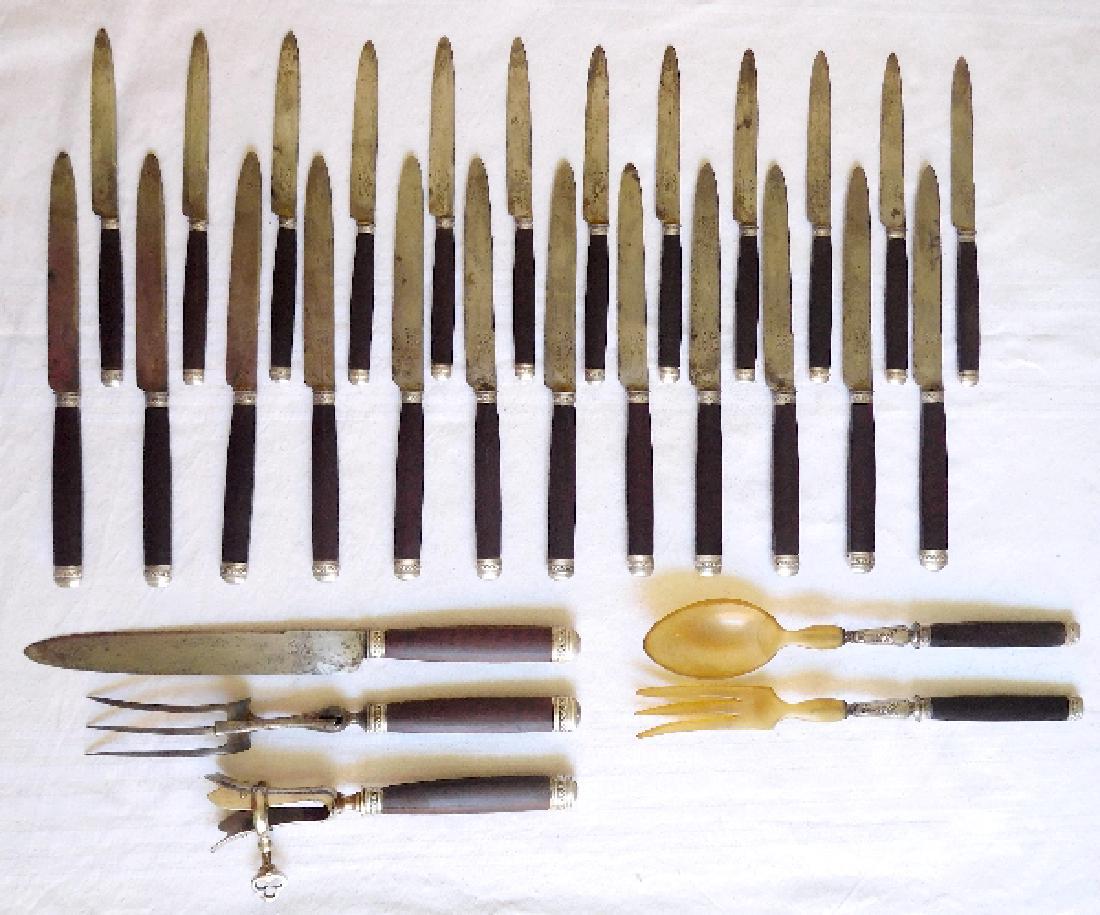 Antique French Silver Mahogany Cutlery Set, 29 Pieces (1 of 10)