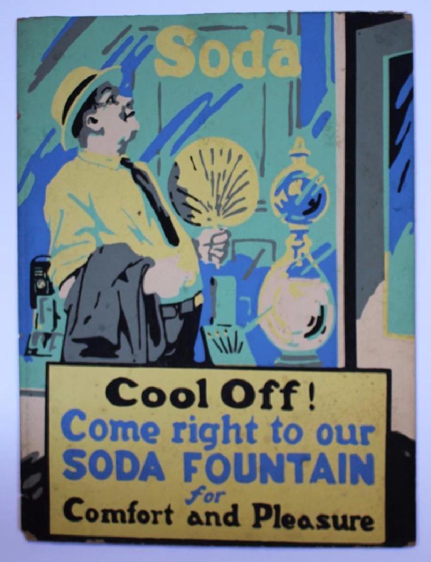 Circa 1930 Vintage Advertisement Art Sign Soda Fountain (1 of 2)