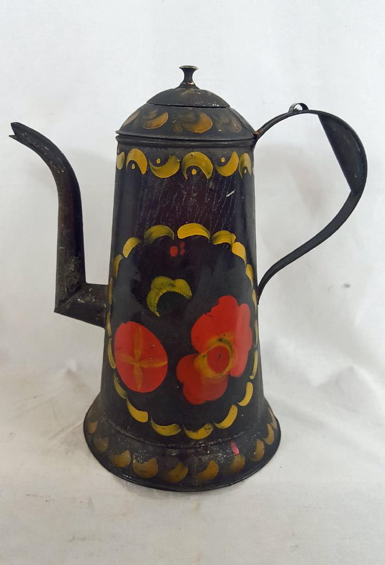 PA Tole Ware Gooseneck Coffee Pot Circa 1820-1830 (1 of 5)