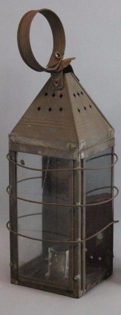 Antique American Primitive, Tin Candle Lantern Light (1 of 7)