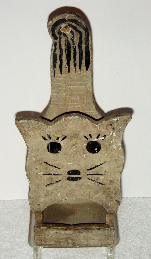 Cat Shaped Folk Art Wooden Hanging Wall Box for Matches (1 of 8)