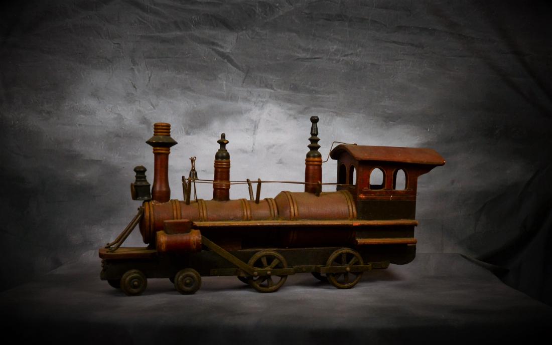 Antique Wooden Folk Art Steam Engine (1 of 6)