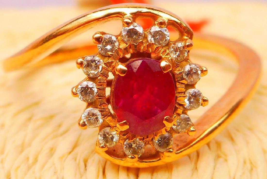 Italian 18K Gold Ruby Diamond Ring (1 of 5)